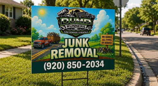 Wire stakes and rush custom yard sign printing in Appleton Wisconsin