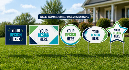 Custom shaped yard signs with artwork options in Appleton WI